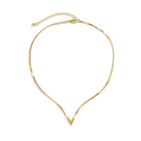Kalung Bentuk V Kreatif Sederhana untuk Wanita, Rantai Ular Pipih, Kalung Choker Fashion, Rantai Blade, Aksesoris Kalung, Perhiasan, Hadiah