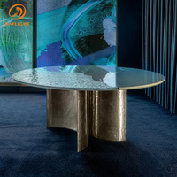 Foshan Luxuriöser Künstlerischer Glas-Marmor Runder Esstisch Luxuriöse Italienische Möbel Esszimmer-Sets