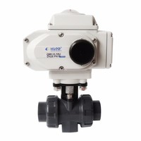 Vanne à boisseau sphérique motorisée en PVC UPVC DN65 de 2,5 pouces, 2 voies, 220V/24V, à double union, pour le contrôle électrique de l'eau
