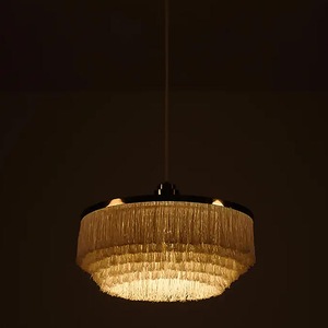 Lustre rond à pompons noir, lampe LED à économie d'énergie, six têtes, pour l'éclairage de la salle à manger à la maison - Product Image 4