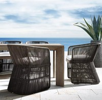 Chaise de jardin d'extérieur en teck massif avec tissage chaise de salle à manger en rotin chaise de salle à manger modulaire d'extérieur chaise de bar et ensemble de table