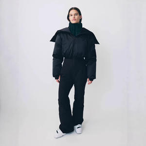 Combinaison de <span class=keywords><strong>ski</strong></span> style Cordova, mode hiver vintage, courte, épaisse, à capuche amovible, color block, fermeture éclair, poncho pour femme - Product Image 1