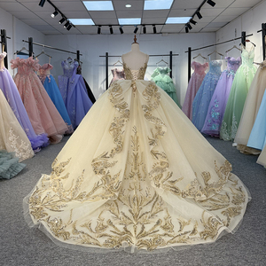 Dy20252 Champagne Ball Gown Quinceanera Dress Birthday Party Chiffon Lace Appliques Sweetheart Neck Natural Built-in Bra Vintage - Product Image 4