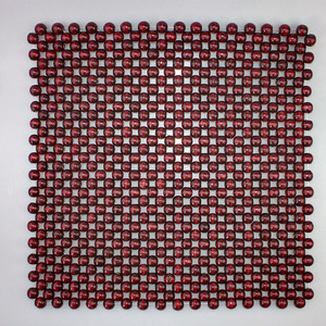 Cojín de masaje cuadrado de cuentas de madera 45x45cm, almohadilla de asiento de madera Hinoki roja para alivio de espalda, uso en coche - Product Image 1