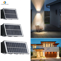 Lampe de rue LED solaire étanche IP66 avec détecteur de mouvement pour jardin, éclairage mural extérieur réglable vers le haut/bas