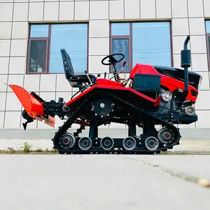 Agrarisch 25pk 35hp Heuvelland Rijstveld Mini Rubber Rupsband Tractor Cultivator Met Roterende Helmstok