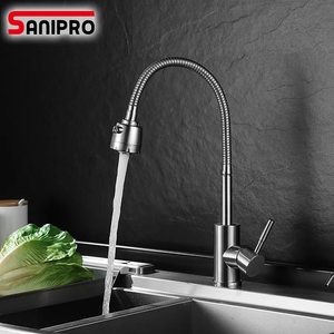 SANIPRO горячая Распродажа гибкий поворотный SS304 кухонный смеситель с выдвижной распылительной головкой - Product Image 1