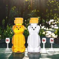 Bouteille de miel en plastique PET de 240 ml avec logo personnalisé, ours, avec bouchon à rabat pour l'emballage de boissons gazeuses et d'eau minérale