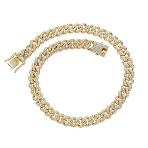 Collana a Catena Cubana con Strass Placcata Oro 12mm, Gioielli <span class=keywords><strong>Hip</strong></span> <span class=keywords><strong>Hop</strong></span> di Moda Europea per Uomo e Donna - Product Image 1