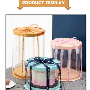 Newly Luxury White Clear Transparent Cake <b>Box</b> PVC Tall Cake Boxes <b>Round</b> clear Custom Colors and Sizes - Product Image 4