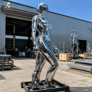 Sculpture de robot en acier inoxydable, artisanat métallique, personnage futuriste grandeur nature, décoration de jardin extérieur, surface polie, sur mesure - Product Image 5