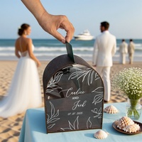 Holz-Hochzeitskartenbox Acryl-Hochzeits-Postkartenbox Stilvolle Acrylbox mit Schlitz und Personalisiertem Aufdruck