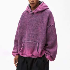 GDTEX Sweatshirts unisexes surdimensionnés en molleton de coton 100% sérigraphie personnalisée à capuche couleur unie délavé à l'acide pour l'automne et l'hiver - Product Image 1