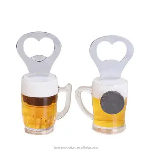 Ouvre-bouteille de bière en résine 3D à sublimation Aimant de réfrigérateur avec aimant ouvre-bouteille en plastique logo personnalisé