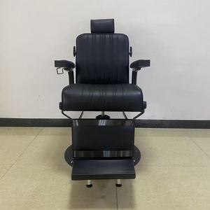 Silla de barbero duradera, directa de fábrica, cuero blanco, estructura metálica resistente, reclinable, equipo profesional para salón. - Product Image 4
