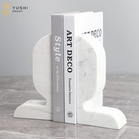 Yushi Group moderne décor à la maison blanc noir marbre serre-livres créatif arqué pierre ornements pierre naturelle artisanat serre-livres
