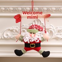 Panneau de bienvenue de Noël, ornements suspendus, pendentifs en peluche Père Noël et Bonhomme de neige, décorations murales et de porte pour la maison et les fêtes