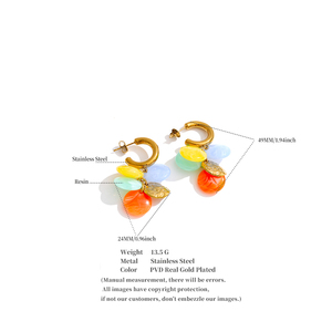 JINYOU 5913 <span class=keywords><strong>Orecchini</strong></span> Estivi Colorati <span class=keywords><strong>in</strong></span> Resina e Acciaio Inossidabile Placcato <span class=keywords><strong>Oro</strong></span>, <span class=keywords><strong>Orecchini</strong></span> <span class=keywords><strong>a</strong></span> <span class=keywords><strong>Cerchio</strong></span> Pendenti <span class=keywords><strong>a</strong></span> Forma di C alla Moda per Donna - Product Image 6