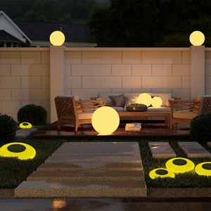 Lámpara <span class=keywords><strong>Solar</strong></span> LED RGB para Jardín, Impermeable IP65, Forma de <span class=keywords><strong>Bola</strong></span> Plana, para Patio, Paisaje, Piscina - Product Image 4