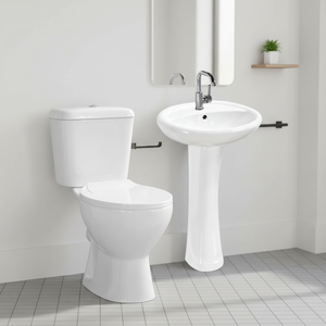 Ensemble de sanitaires en céramique bon marché en gros, WC, lavabo sur pied, ensemble de lavabo, siphon, combinaison de toilettes et de lavabo pour salle de bain - Product Image 1