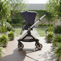 Poussette bébé pliable de luxe 3-en-1 avec cadre en alliage, design léger, siège auto et landau pour nouveau-nés Baypie BP168 certifiée EN1888