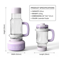 Mixeur personnel portable avec poignée, couvercle anti-fuite, mousseur à lait, pour smoothies, compatible porte-gobelet, presse-agrumes électrique, pour voyage, voiture, hôtel