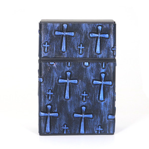 Étui à cigarettes en cuir poli coupe-vent <span class=keywords><strong>Shiru</strong></span> Classic Design pour homme, lot de 20, boîte de rangement portable à rabat - Product Image 5