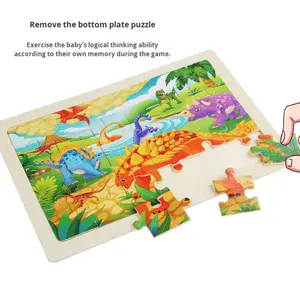 Rompecabezas de Madera de 24 Piezas con Dibujos Animados de Animales y Dinosaurios para Niños, Unisex, Juguetes Educativos para <span class=keywords><strong>la</strong></span> Primera Infancia - Product Image 4