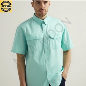 เสื้อตกปลาผู้ชายแบบเบาพิเศษ UPF 50+ แขนสั้นเย็นสบาย มีกระดุมและกระเป๋าซิป เหมาะสำหรับเดินป่าและตกปลา - Product Image 5