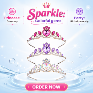 Couronne de luxe en strass pour anniversaire, en alliage électroplaqué, style Princesse, avec motifs Cœur et Étoile, pour Fêtes et Mariages - Product Image 1