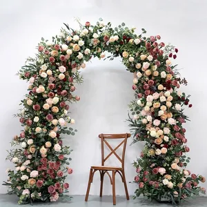 Boho Dekoration Hochzeit Pfingstrose künstliche Blume rote Rose Eukalyptus Busch Mittelteile Blumen Gartendekoration Außenbereich Bogen Blumen