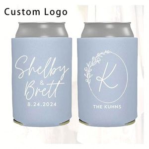 Refroidisseurs de canettes et porte-bière personnalisés en néoprène avec monogramme pour mariages et promotions - Product Image 1