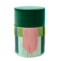 Repose-pieds de maquillage rembourré en velours pour salon moderne Pouf rond pour canapé avec franges Pouf avec glands pour villa résidentielle