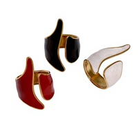 Breitbandiger Ring im französischen Vintage-Stil mit Öltropfen-Design aus Wolfram, offener Endform, vergoldet, lichtbeständige Oberfläche, unverwechselbarer Nischen-Damenring
