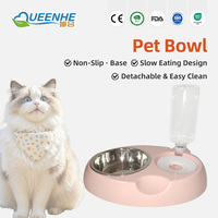 Double gamelle pour chien et chat, ensemble de bols écologiques en plastique pour eau et nourriture, distributeur d'eau automatique détachable, bouteille, mangeoire pour animaux de compagnie, intérieur