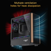 LOVINGCOOL casing game komputer PC ATX, Panel depan kayu kaca Tempered mendukung 360 pendingin cair