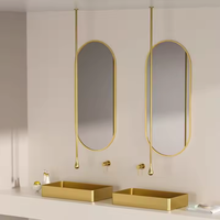 Robinet de lavabo à bec verseur en or brossé de style moderne Robinet de bain monté au plafond avec goutte d'eau Noyau en céramique en laiton