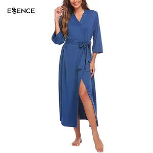 Accappatoio lungo leggero in Rayon di bambù di lusso morbido da donna personalizzato Longue Robe Femme