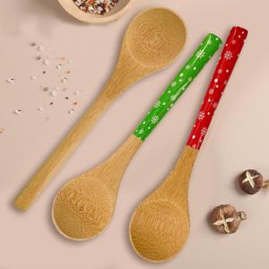 Cuillères de cuisine <span class=keywords><strong>en</strong></span> bambou écologiques pour Noël, ustensiles <span class=keywords><strong>en</strong></span> <span class=keywords><strong>bois</strong></span> durables pour remuer et servir lors des fêtes - Product Image 4