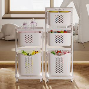 Carrello portaoggetti multi-strato mobile per <span class=keywords><strong>bagno</strong></span> e lavanderia, cesto per la biancheria, organizer per il lavaggio - Product Image 1