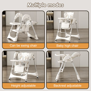 Chaise haute bébé pliable 5 en 1 la plus vendue avec roues, <span class=keywords><strong>balancelle</strong></span> électrique et hauteur réglable pour utilisation en restaurant - Product Image 2