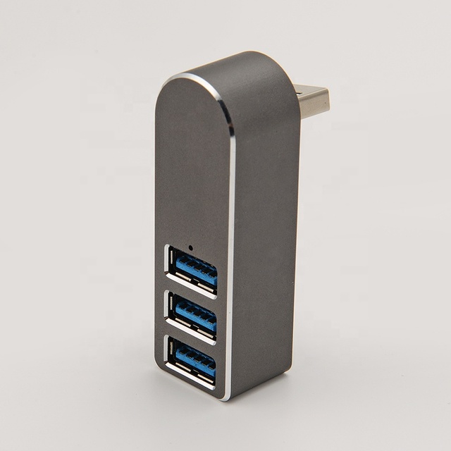 3 Port Aluminum Mini USB 3.0 180 Degree Rotatable HUB