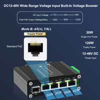 Switch PoE para Riel DIN de Exterior No Administrado, 4 Puertos Gigabit 10/100/1000Mbps con 1 Puerto SFP Uplink, Salida de 48V CC