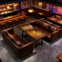 Ensemble de banquettes de bar en bambou de style industriel avec table et chaises pour usage commercial dans les restaurants et les cafés