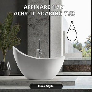 Baignoire autoportante en acrylique AFFINARE 1,7 m, design européen moderne, avec douchette, écologique, pour salle de bain et hôtel - Product Image 2