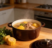 Casserole en fonte émaillée marron chocolat, faitout rond avec intérieur blanc, ustensiles de cuisine