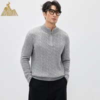 Pull en cachemire pour homme à col mi-zippé, tricot épais 7GG, chaud et doux pour l'hiver, prix de gros direct usine
