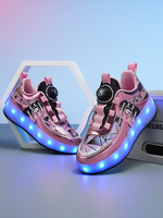 Patins à roulettes transfrontaliers 2026 pour enfants, à double roue, respirants, lumineux à LED, pour filles, avec chargement USB et roues en polyuréthane