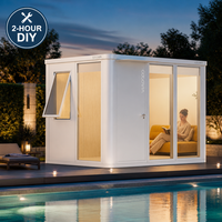 Cocovia Module de bureau de jardin modulaire de 10,5 m² en aluminium moderne préfabriqué, cabine studio DIY pour chambre, parc et marchés UE/US