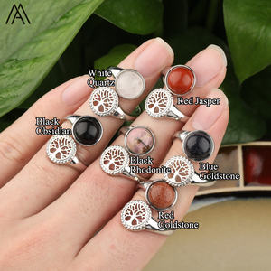 <span class=keywords><strong>Anello</strong></span> in <span class=keywords><strong>argento</strong></span>, perle tonde, cristallo di pietre preziose, albero <span class=keywords><strong>della</strong></span> <span class=keywords><strong>vita</strong></span>, gioielli Reiki Chakra - Product Image 3